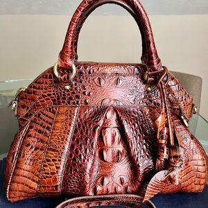 🙌 VINTAGE BRAHMIN Louise Rose Pecan Melbourne w/orig & pristine ROSES